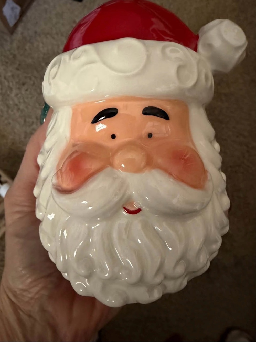 Scentsy Ceramic Santa Head Decoration - Red, White, Peach